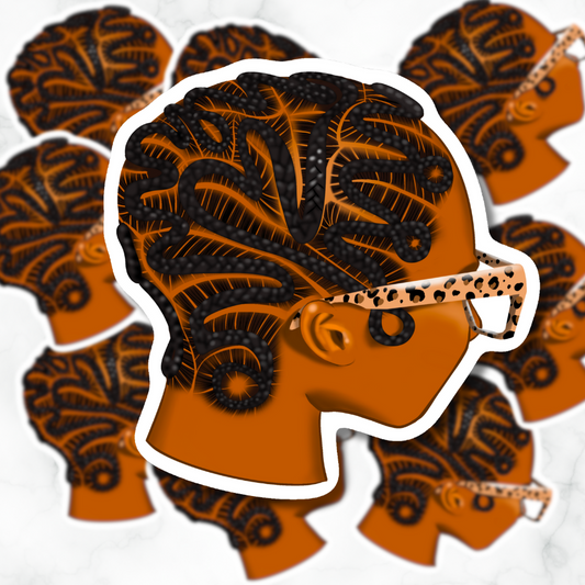 Braided Baldie Sticker