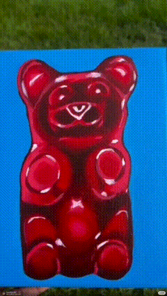 Cherry Bear | Gummy Bear Painting On Canvas