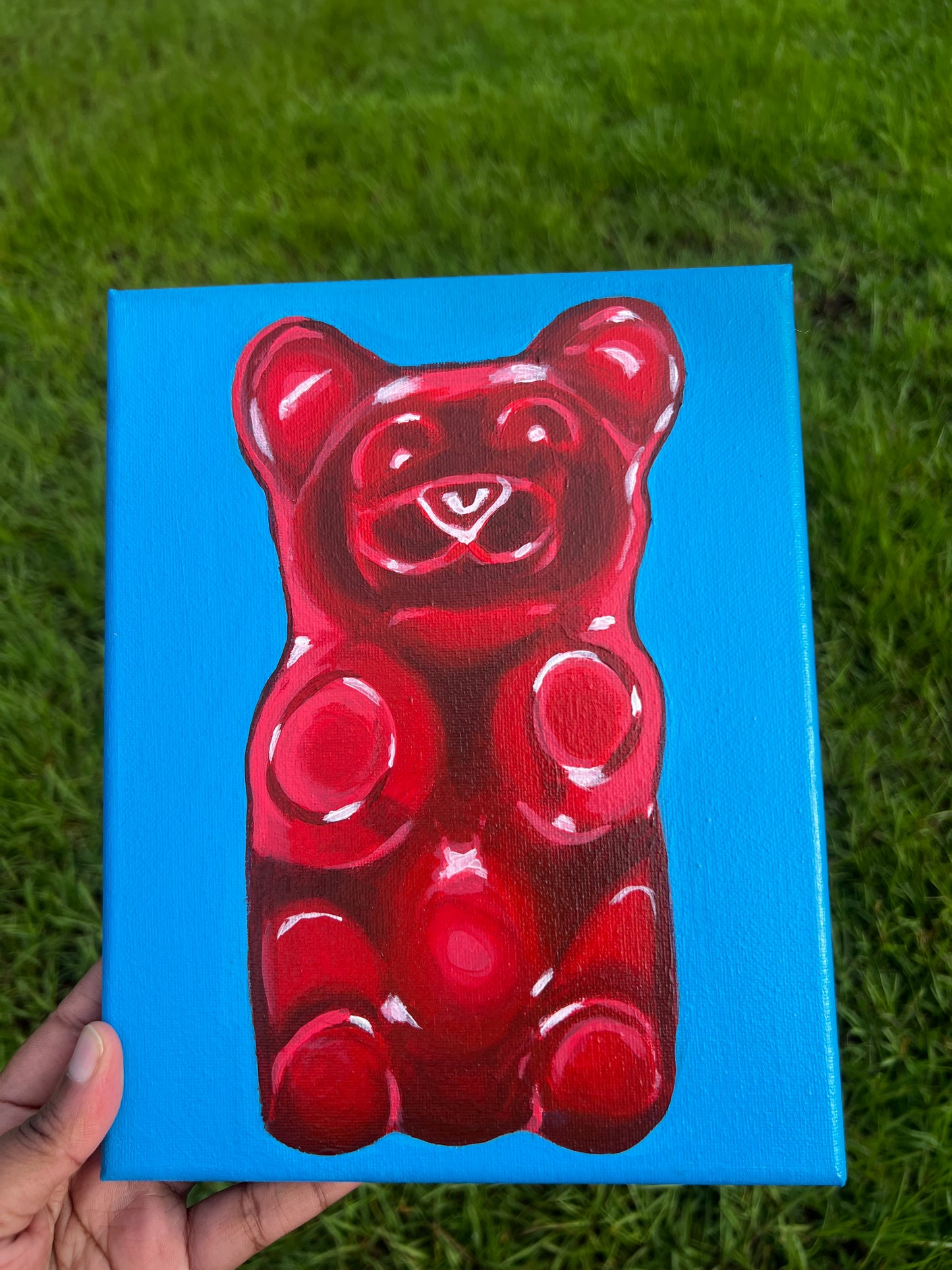 Cherry Bear | Gummy Bear Painting On Canvas